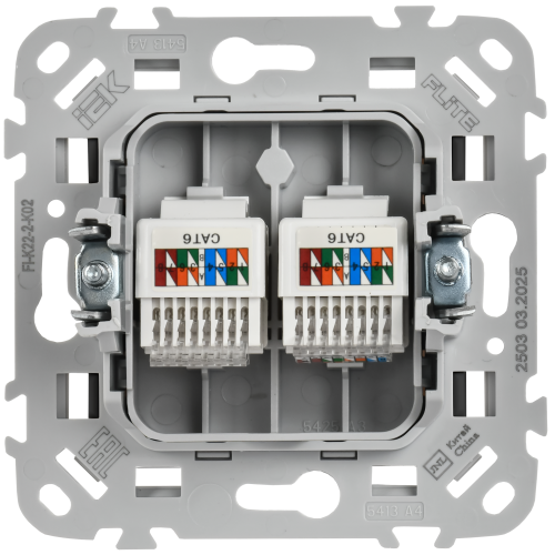 FLITE Розетка 2-местная компьютерная RJ45 категория 6 UTP РК6-2-0-ФлЧ черный IEK