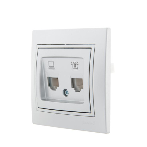 Розетка компьютерная + телефонная 2-м СП Mira RJ45 + RJ11 сер. метал. LEZARD 701-1010-143 Розетка компьютерная + телефонная 2-м СП Mira RJ45 + RJ11 сер. метал. LEZARD 701-1010-143