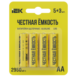 Батарейка щелочная Alkaline LR6/AA (5+3шт/блистер) ПРОМО IEK