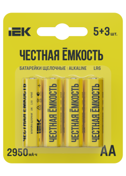Батарейка щелочная Alkaline LR6/AA (5+3шт/блистер) ПРОМО IEK