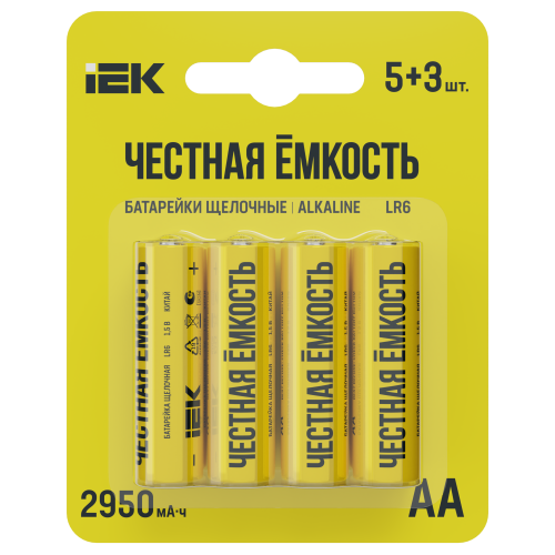 Батарейка щелочная Alkaline LR6/AA (5+3шт/блистер) ПРОМО IEK