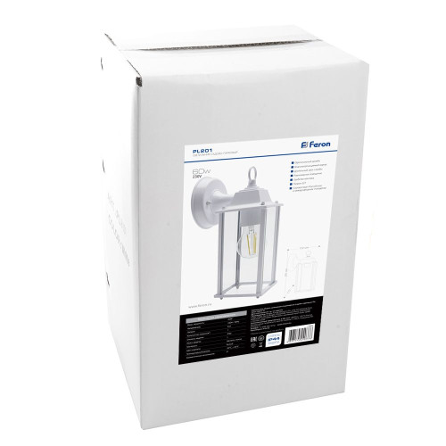 Светильник садово-парковый Feron PL201 на стену вниз 60W E27 230V, белый Светильник садово-парковый Feron PL201 на стену вниз 60W E27 230V, белый