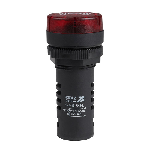 Зуммер с пульсирующим сигналом OptiSignal Compact D22 C7-B-B4FL красный с подсветкой 24 В AC/DC