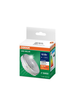 Лампа светодиодная LED G4 Value LVGX53100 10W/940 CRI95 10Вт 4000К 1000лм таблетка прозр. GX53 170-250В OSRAM 4610590510245