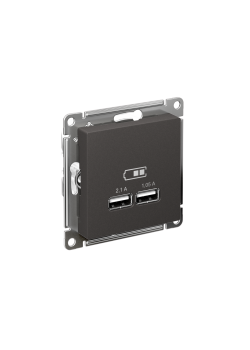 ATLASDESIGN USB РОЗЕТКА A+A, 5В/2,1А, 2х5В/1,05А, механизм, БАЗАЛЬТ
