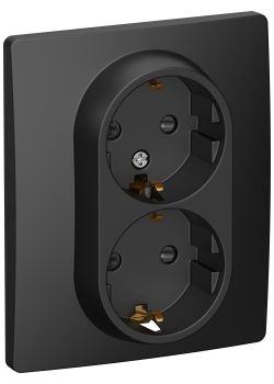 IEKINSPIRIA Розетка 2-местная с заземлением с защитными шторками 16А в сборе 6734591 черный матовый IEK