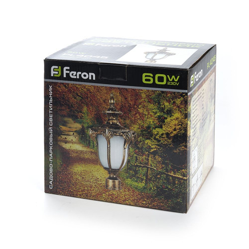 Светильник садово-парковый Feron PL4045 шестигранный на столб 60W 230V E27, черное золото Светильник садово-парковый Feron PL4045 шестигранный на столб 60W 230V E27, черное золото