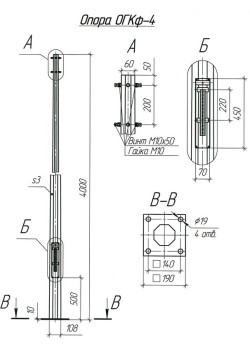 Опора ОГКф-4 (3мм 60/108 фл.190х10 мц. 140 отв. 19х4) гор. оцинк. UMECON МК 90150