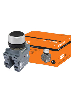 Кнопка с фиксацией MP2-20B в сборе d22мм 1з+1р черная TDM