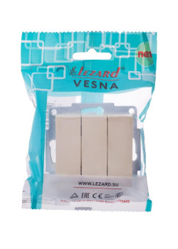 Выключатель 3-кл. СП Vesna механизм крем. LEZARD 742-0388-109