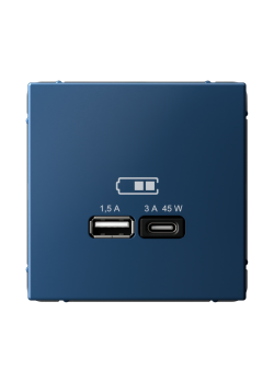 ARTGALLERY USB РОЗЕТКА A + тип-C 45Вт высокоскор.заряд. QC, PD, механизм, АКВАМАРИН