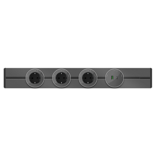 MULTITRACK Розетка 2К+З круглая 16 А/250 В ГРАФИТ