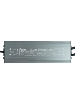 Трансформатор электронный для светодиодной ленты 300W 24V IP67 (драйвер), LB007 FERON
