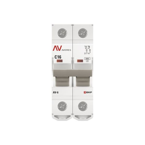 Авт. выкл. AV-6 2P 16A (C) 6kA EKF AVERES Авт. выкл. AV-6 2P 16A (C) 6kA EKF AVERES