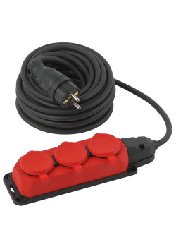 Удлинитель силовой UK-3e-3x1.5-10m-IP44(KG) с заземлением 3 розетки каучук 10м КГ 3х1.5кв.мм IP44 Эра Б0057580
