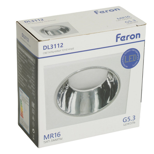 Светильник встраиваемый Feron DL3112 потолочный MR16 G5.3 белый + хром
