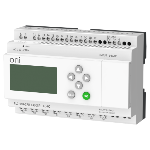 ПЛК 410 Модуль ЦПУ 14 DI 8 RO 220В AC с Ethernet портом с экраном ONI ПЛК 410 Модуль ЦПУ 14 DI 8 RO 220В AC с Ethernet портом с экраном ONI