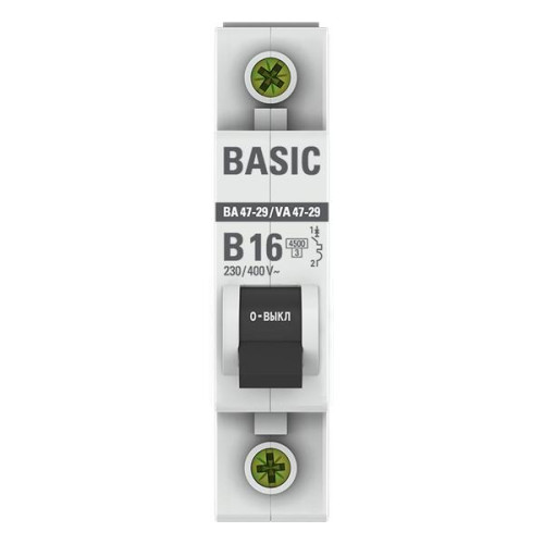 Авт. выкл. ВА 47-29 1P 16А (B) 4,5кА BASIC Авт. выкл. ВА 47-29 1P 16А (B) 4,5кА BASIC