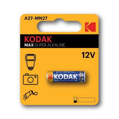 Элемент питания алкалиновый A27/MN27/8LR732 12В MAX SUPER Alkaline (блист. 1шт) KODAK Б0047482