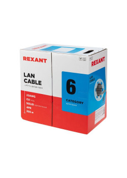 Кабель витая пара U/UTP кат.6 4х2х24AWG solid CU ZH нг(А)-HF сер. (305м) Rexant 01-0067