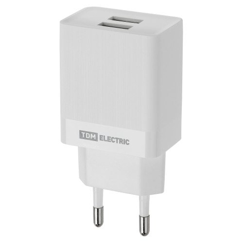 Сетевое зарядное устройство, СЗУ 7, Quick Charge 3.0, 3 А, 2 USB, белый, TDM