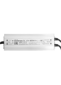 Трансформатор электронный для светодиодной ленты 400W 12V 245*77*41мм  IP67 (драйвер), LB007 FERON