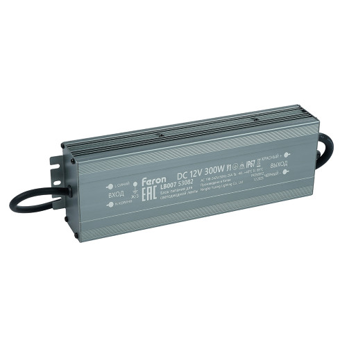 Трансформатор электронный для светодиодной ленты 300W 12V IP67 (драйвер), LB007 FERON