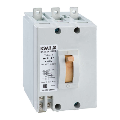 Выключатель авт. ВА21-29-341810 50А 12Iн 400AC НР400AC/DC У3 КЭАЗ